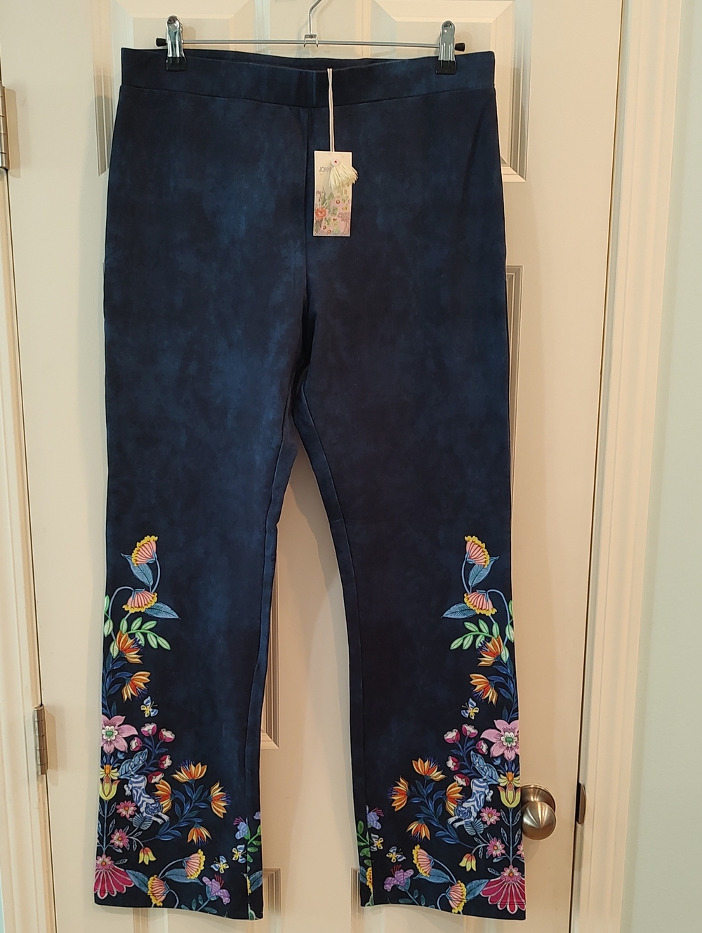 Johnny Was Navy Boot Leg Jersey Pants Large